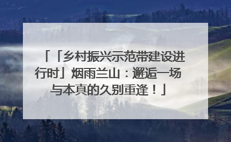 「乡村振兴示范带建设进行时」烟雨兰山：邂逅一场与本真的久别重逢！
