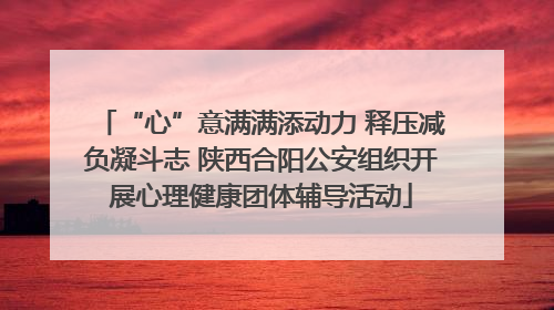“心”意满满添动力 释压减负凝斗志 陕西合阳公安组织开展心理健康团体辅导活动