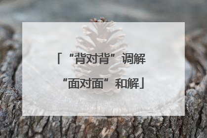 “背对背”调解 “面对面”和解