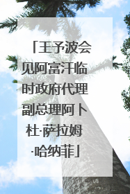 王予波会见阿富汗临时政府代理副总理阿卜杜·萨拉姆·哈纳菲