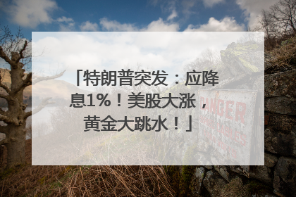 特朗普突发：应降息1%！美股大涨，黄金大跳水！