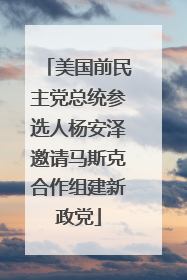 美国前民主党总统参选人杨安泽邀请马斯克合作组建新政党