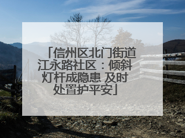 信州区北门街道江永路社区：倾斜灯杆成隐患 及时处置护平安