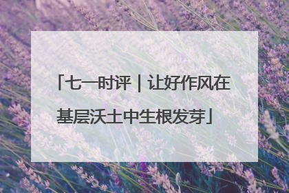 七一时评｜让好作风在基层沃土中生根发芽