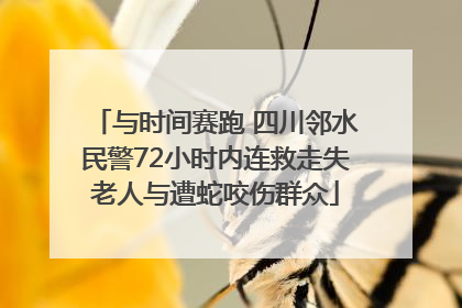 与时间赛跑 四川邻水民警72小时内连救走失老人与遭蛇咬伤群众