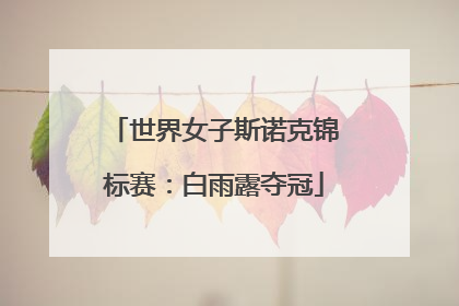 世界女子斯诺克锦标赛：白雨露夺冠