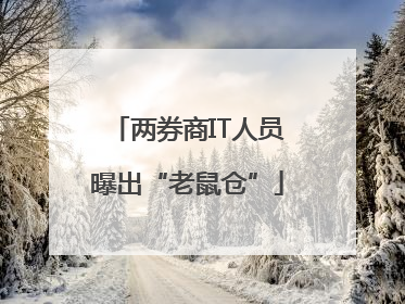 两券商IT人员曝出“老鼠仓”