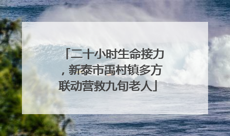 二十小时生命接力，新泰市禹村镇多方联动营救九旬老人
