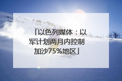 以色列媒体：以军计划两月内控制加沙75%地区