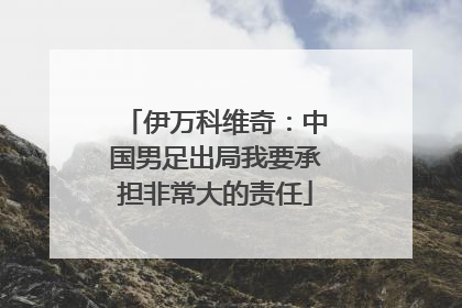 伊万科维奇：中国男足出局我要承担非常大的责任