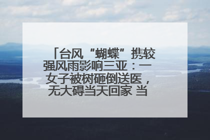 台风“蝴蝶”携较强风雨影响三亚：一女子被树砸倒送医，无大碍当天回家 当地已紧急清障