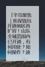 半岛聚焦｜医保钱包开通地区再扩容！山东全域范围内已开通，有何用处？如何操作？速戳→