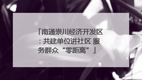 南通崇川经济开发区：共建单位进社区 服务群众“零距离”