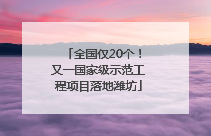 全国仅20个！又一国家级示范工程项目落地潍坊