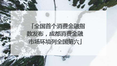 全国首个消费金融指数发布，成都消费金融市场环境列全国第六