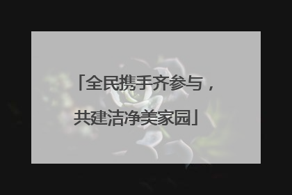 全民携手齐参与，共建洁净美家园