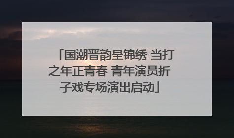 国潮晋韵呈锦绣 当打之年正青春 青年演员折子戏专场演出启动