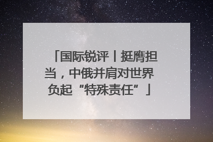 国际锐评丨挺膺担当，中俄并肩对世界负起“特殊责任”