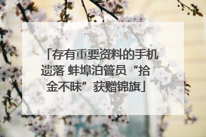存有重要资料的手机遗落 蚌埠泊管员“拾金不昧”获赠锦旗