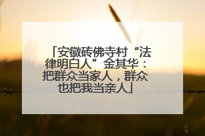 安徽砖佛寺村“法律明白人”金其华：把群众当家人，群众也把我当亲人