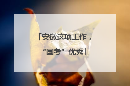 安徽这项工作，“国考”优秀