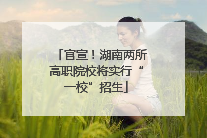 官宣！湖南两所高职院校将实行“一校”招生