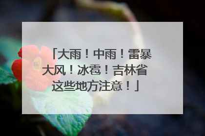 大雨！中雨！雷暴大风！冰雹！吉林省这些地方注意！