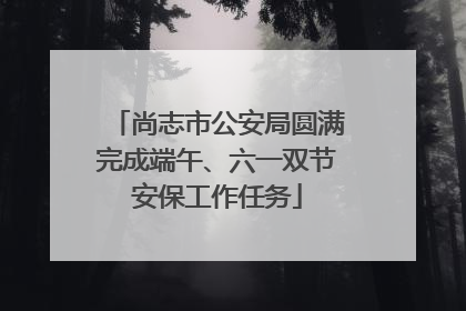 尚志市公安局圆满完成端午、六一双节安保工作任务