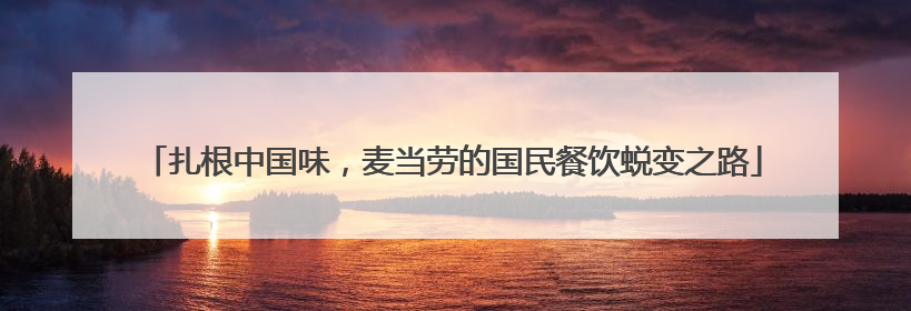 扎根中国味，麦当劳的国民餐饮蜕变之路
