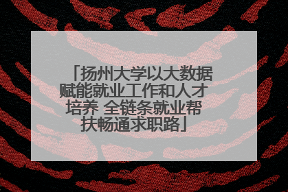 扬州大学以大数据赋能就业工作和人才培养 全链条就业帮扶畅通求职路