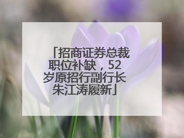 招商证券总裁职位补缺，52岁原招行副行长朱江涛履新