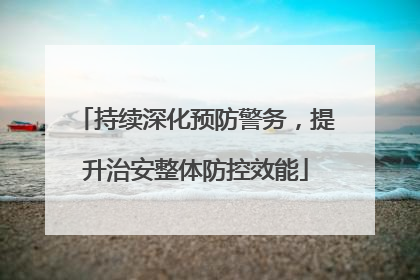 持续深化预防警务，提升治安整体防控效能