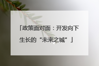 政策面对面：开发向下生长的“未来之城”
