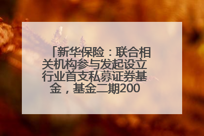 新华保险：联合相关机构参与发起设立行业首支私募证券基金，基金二期200亿元已募集完毕