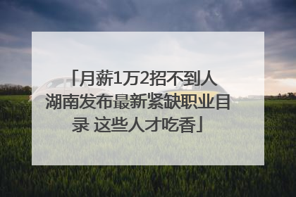 月薪1万2招不到人 湖南发布最新紧缺职业目录 这些人才吃香
