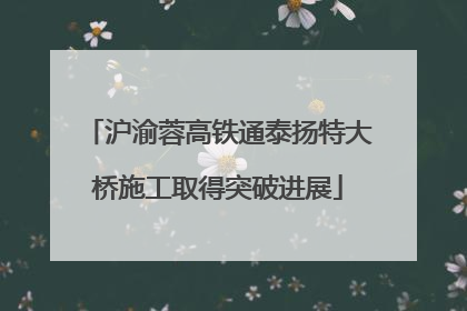 沪渝蓉高铁通泰扬特大桥施工取得突破进展