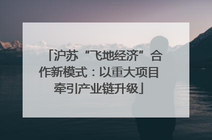 沪苏“飞地经济”合作新模式：以重大项目牵引产业链升级