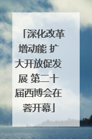 深化改革增动能 扩大开放促发展 第二十届西博会在蓉开幕