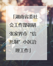 湖南省委社会工作部调研张家界市“信托制”小区治理工作