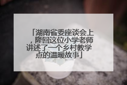 湖南省委座谈会上，隆回这位小学老师讲述了一个乡村教学点的温暖故事