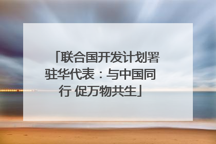 联合国开发计划署驻华代表：与中国同行 促万物共生