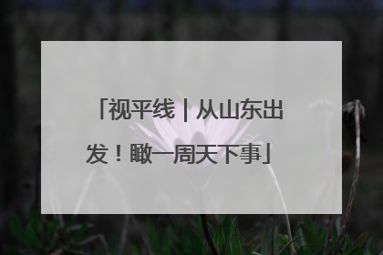 视平线｜从山东出发！瞰一周天下事