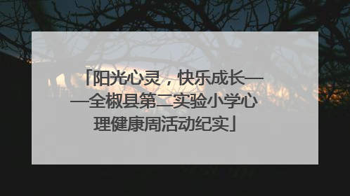 阳光心灵，快乐成长——全椒县第二实验小学心理健康周活动纪实
