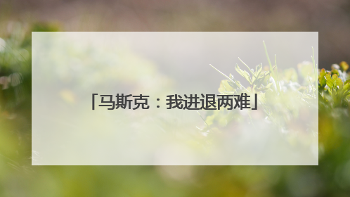 马斯克：我进退两难