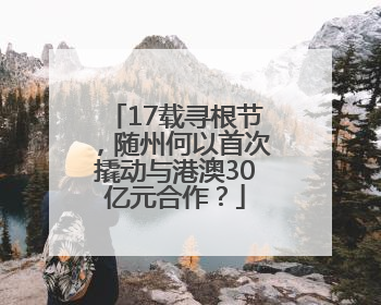 17载寻根节，随州何以首次撬动与港澳30亿元合作？