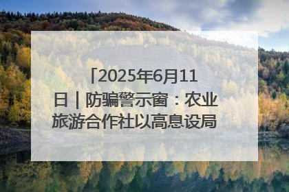 2025年6月11日｜防骗警示窗：农业旅游合作社以高息设局，集资380万
