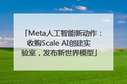 Meta人工智能新动作：收购Scale AI创建实验室，发布新世界模型